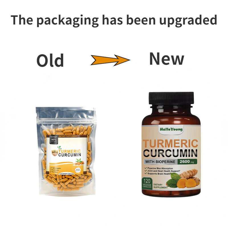 TURMERIC BLACK PEPPER 95% CURCUMIN TUMERIC 2600mg EXTRACT CAPSULES ANTIOXIDANT Secondary image