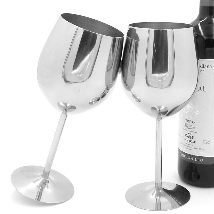 2Pcs Champagne Cocktail Drinkware Stainless Steel Wine Glasses Bar Wine Alcohol