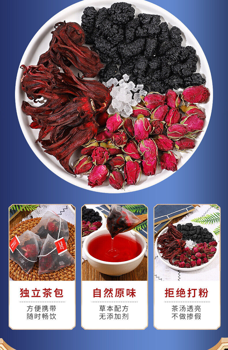 Mulberry Rose Roselle Tea Summer Flower and Fruit Tea  Goddess Plain Tea