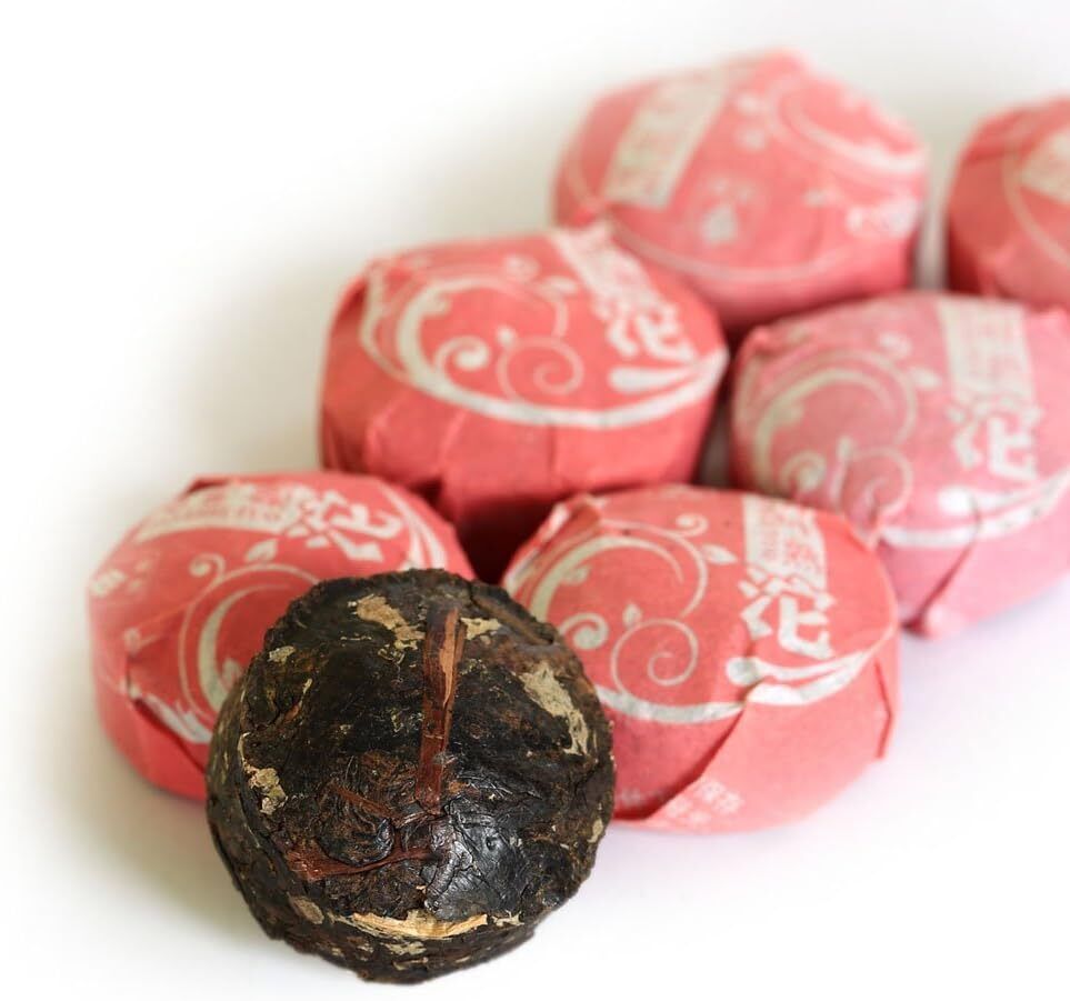 Puerh Tea Cake 20Pcs 4.23oz Year Ripe/Shu Lotus Leaf Flavored Puerh Tuocha Secondary image