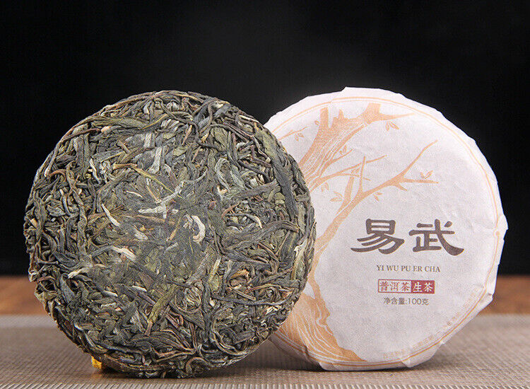 HelloYoung 100g Yunnan Yiwu District Yiwu Sun Green Pu'er Raw Tea Cake Seven Seed Cake Tea