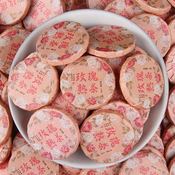 Fragrant Flower Tea Yunnan Pu-erh Tea Cake with Rose Petals Aged Rose Pu-erh Tea