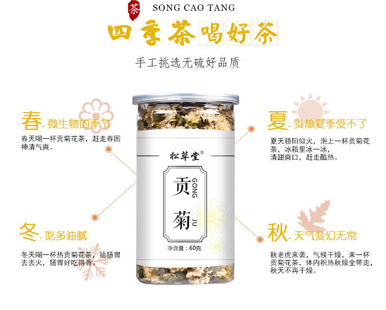 HelloYoung Premium Huangshan Chrysanthemum Flowers White Chrysanthemum Tea 60g