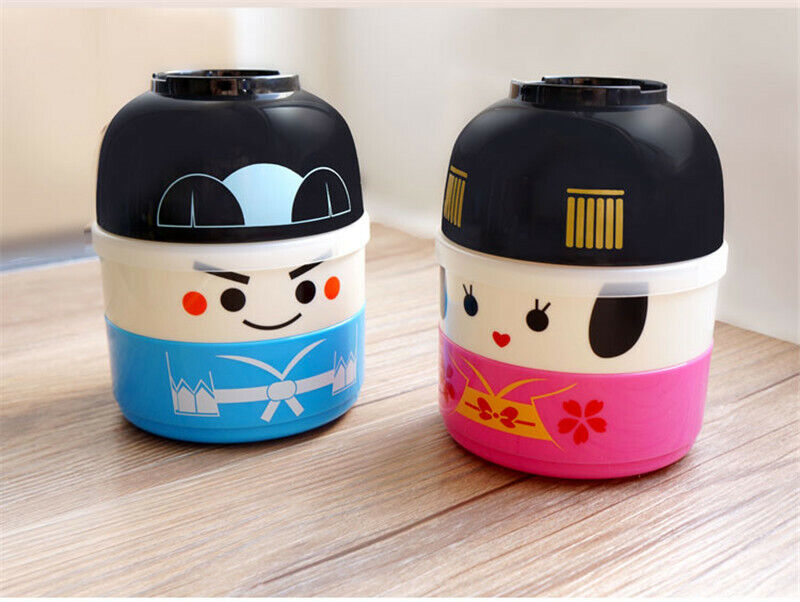 Japanese-style Cartoon Bento Box Round Plastic Lunchbox Microwaveable Tableware