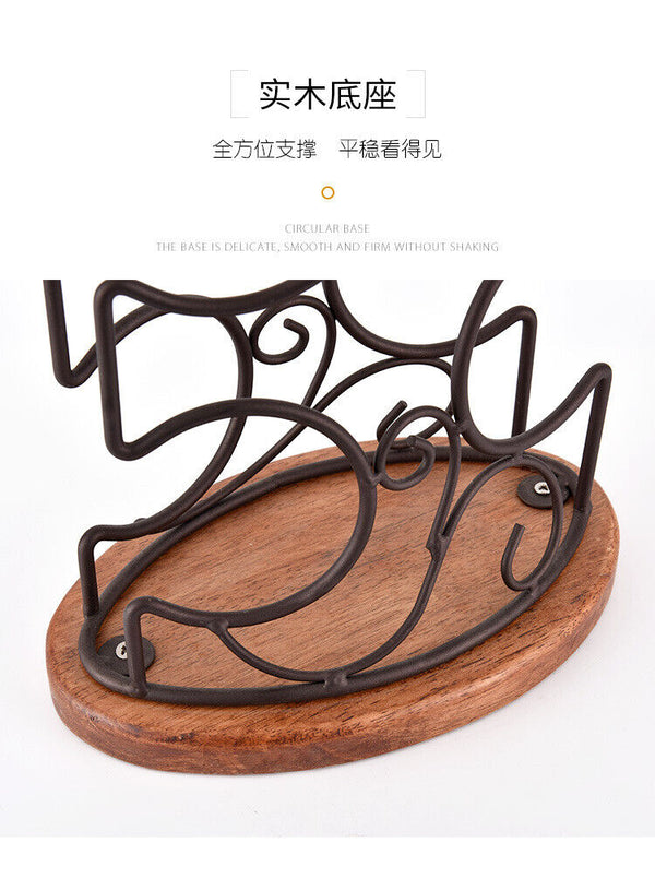 Oval Wooden Bottom Iron Bottle Holders Wine Cabinet Decoration G-style Wine Rack