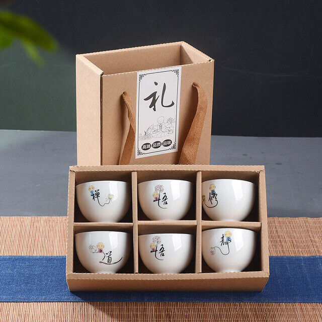 6Pcs Hand Painted Ceramic Creative Gifts Kung Fu Tea Set Bowl Chinese Porcelain