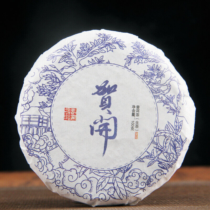 HelloYoung 100g Yunnan Menghai He Kai Sun Green Pu-erh Raw Tea Cake Seven Seed Cake Tea