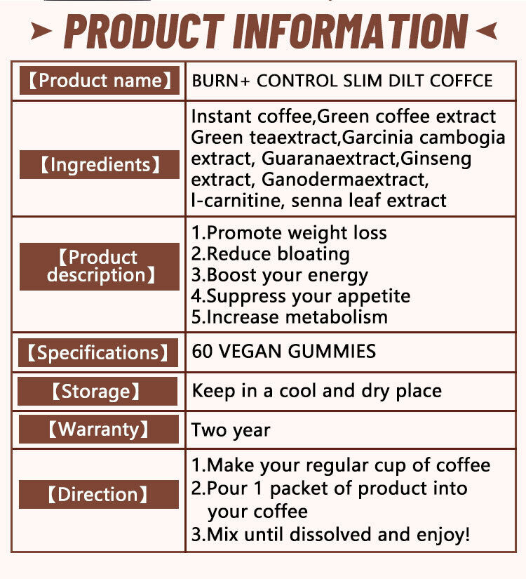 Burn Control Slimming Coffee Weight Loss Coffee Slim Diet Coffee 200g