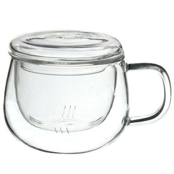 Teacup Tea Glass Cup Coffee Milk Cup with Tea Infuser Filter Lid Use for Home