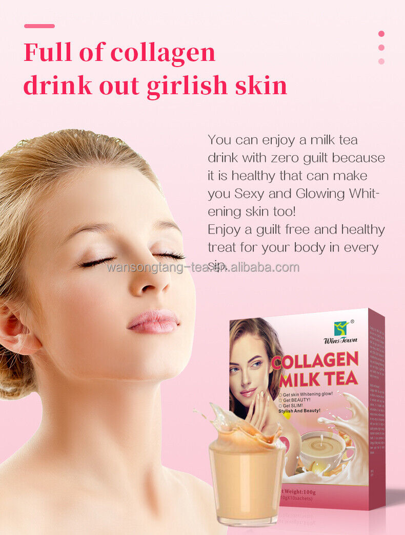 Skin Whiten Milk Tea Natural Herbal Beauty Detox Colleagen Milk Tea