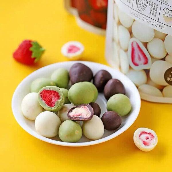 60g Gefriergetrocknete Erdbeerfüllung Matcha-Kakao-Schokokugeln