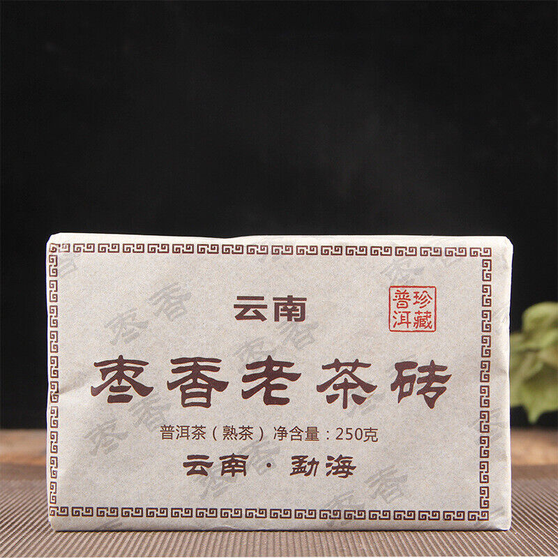 HelloYoung Ripe Tea Health  Jujube Fragrant Brick Big Leaf Old Pu'er Tea 250g