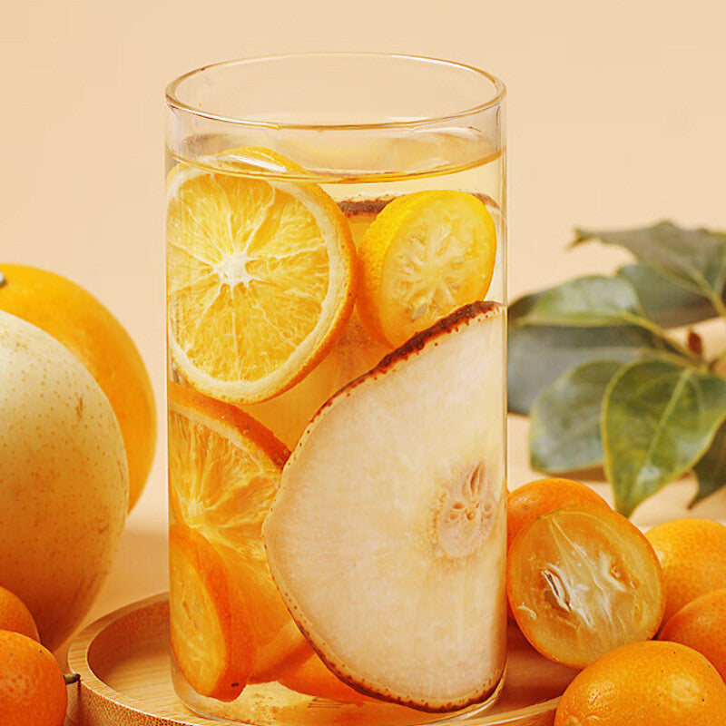 Dried Kumquat Snow Pear Hot Orange Tea with Rock Sugar Winter Beverage