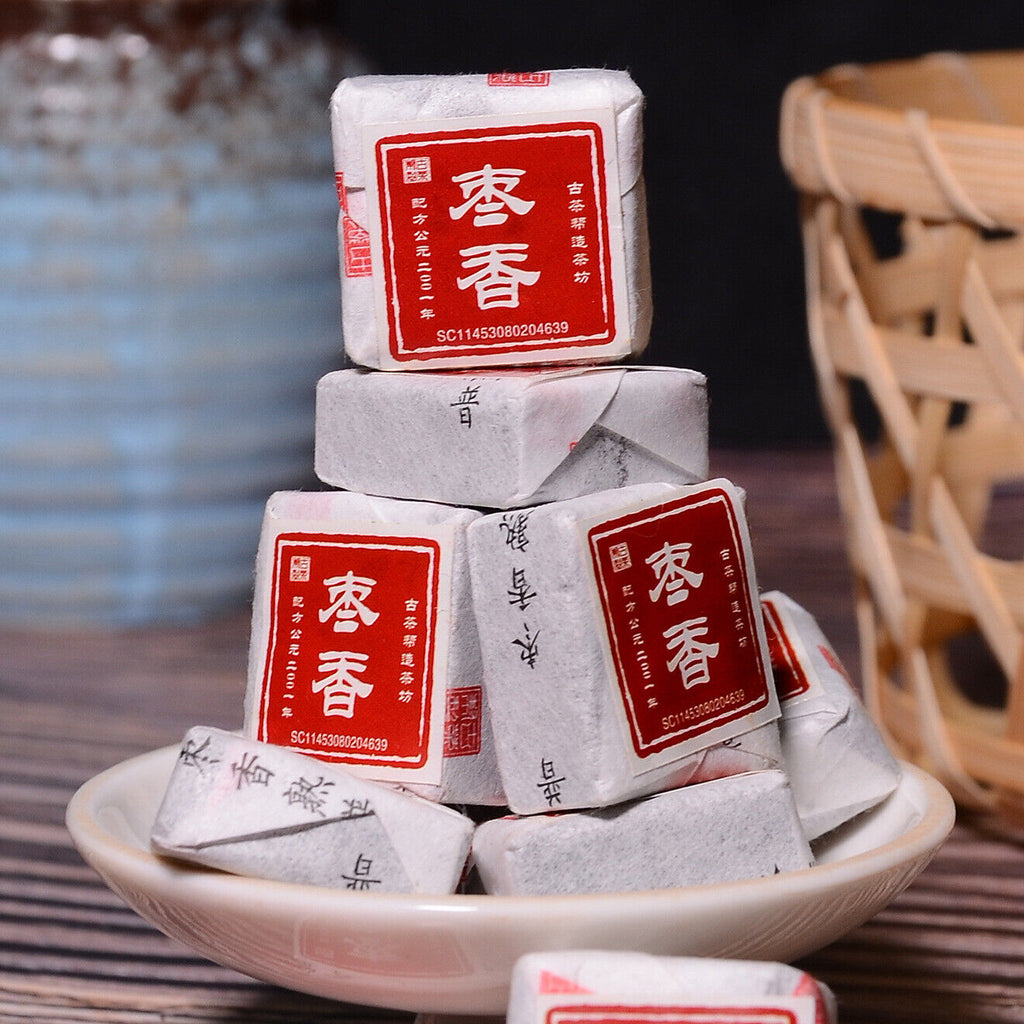 500g Yunnan Jindian Jujube Small Square Brick Aged Pu-erh Ripe Tea Small Tuo Tea