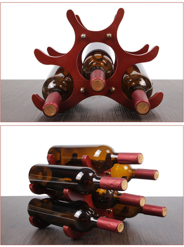Wooden Wine Bottle Wine Racks Shelf Home Bar Holder Wine Stand 6 Bottle Display