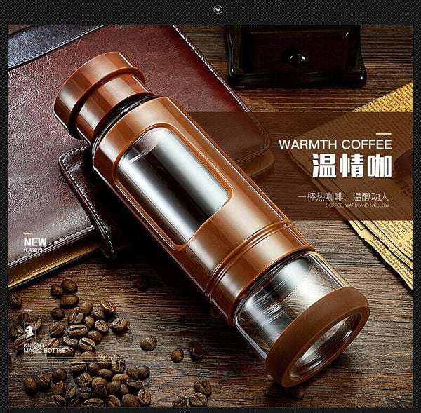 Tea Water Bottle Glass Water Bottle Tea Infuser Portable Heat-resisting 4 Colors