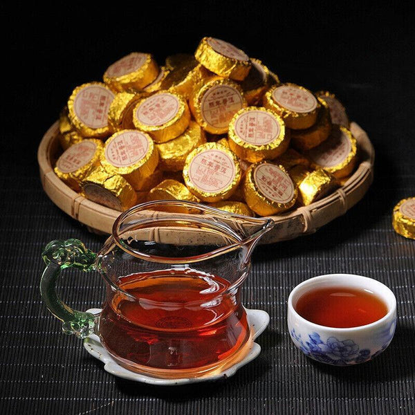 HelloYoungTea Yunnan Puer Small Tuocha Ripe Tea Original Mini Tuocha Small Round Tea Cake 500g