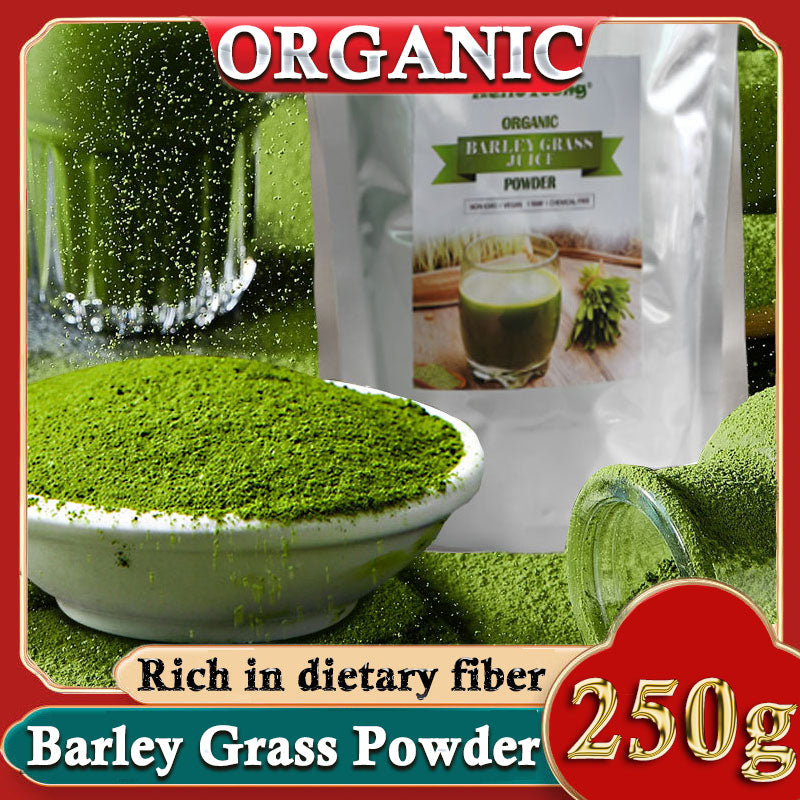 HelloYoung Barley Grass Powder 100% Pure & Organic Organic Barley Grass Powder Pure Organic Barley for Women and Men 250g Pure, Kosher, Vegan, Bulk. Good Source of Fiber, Protein. Great for Juices Main image