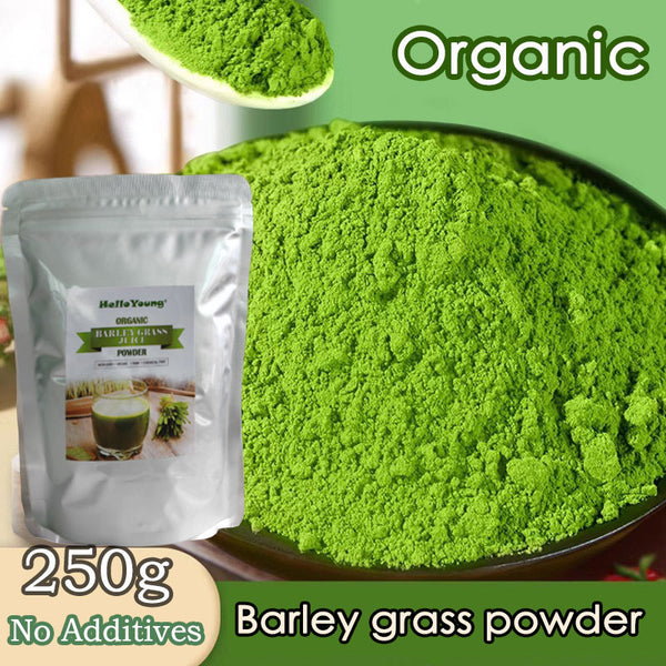 HelloYoung HelloYoung Organic Barley Grass Juice Powder 250g Raw Cold Pressed Source – Greens Superfood Booster – Retains Vitamins, Minerals, Antioxidants, & Chlorophyll – Non-GMO