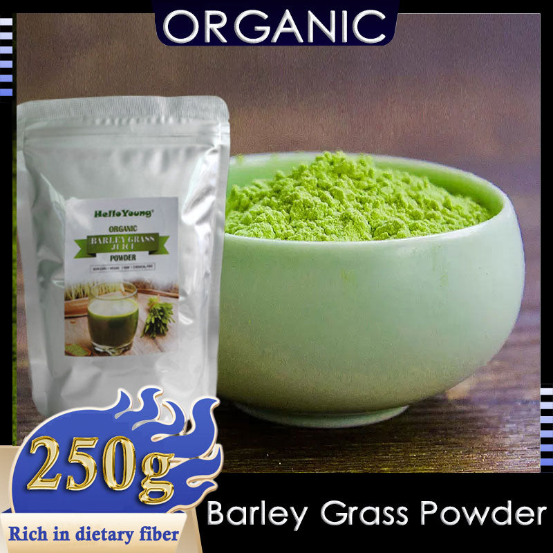 HelloYoung Pure Organic Barley Grass Original Powder Juice Drink 250g lowering cholesterol, beautiful skin, healthy slimming drink Main image