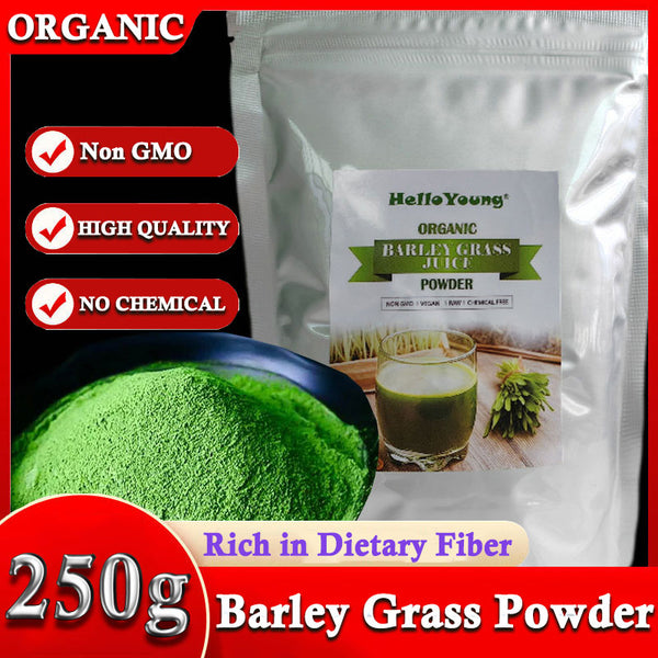 HelloYoung Organic Barley Grass Powder original 250g Minerals, Antioxidants and Protein, Support Immune System and Digestion, Vegan