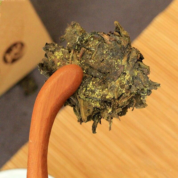 HelloYoungTea 2015 Aanhua Fu Cha Aged Dark Tea, Pressed Dark Tea with Golden Flower, 950g