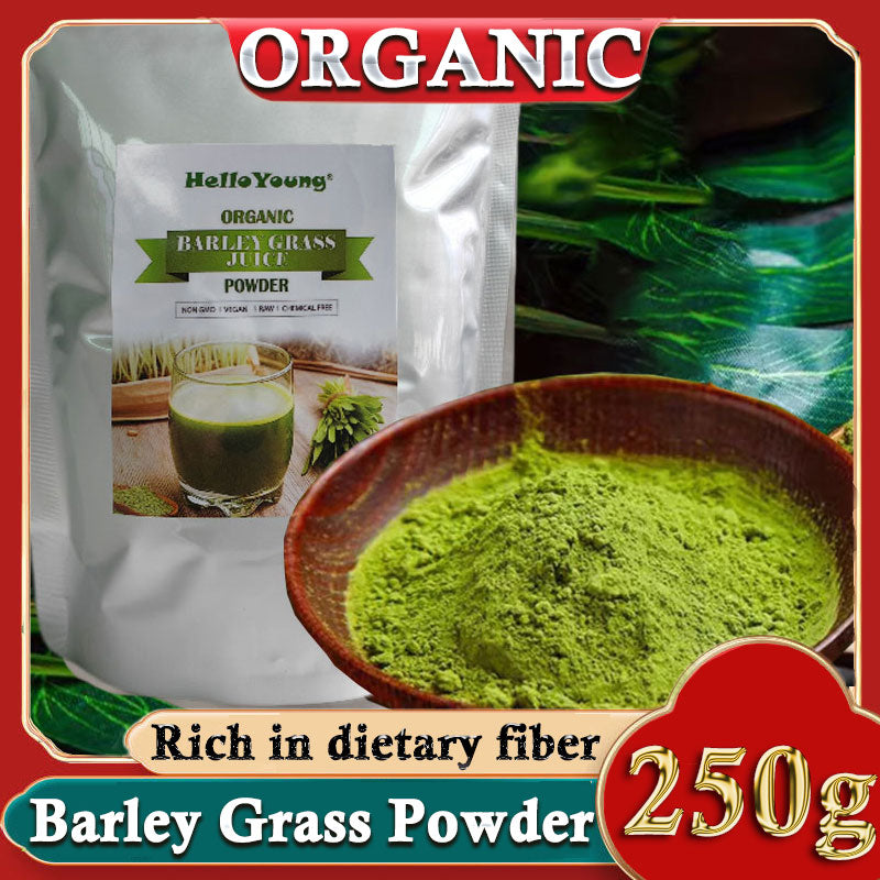 HelloYoung Organic Barley Grass Powder 250g, Green Superfood for Smoothie, 100% Pure&Natural I Nutritionally Complete