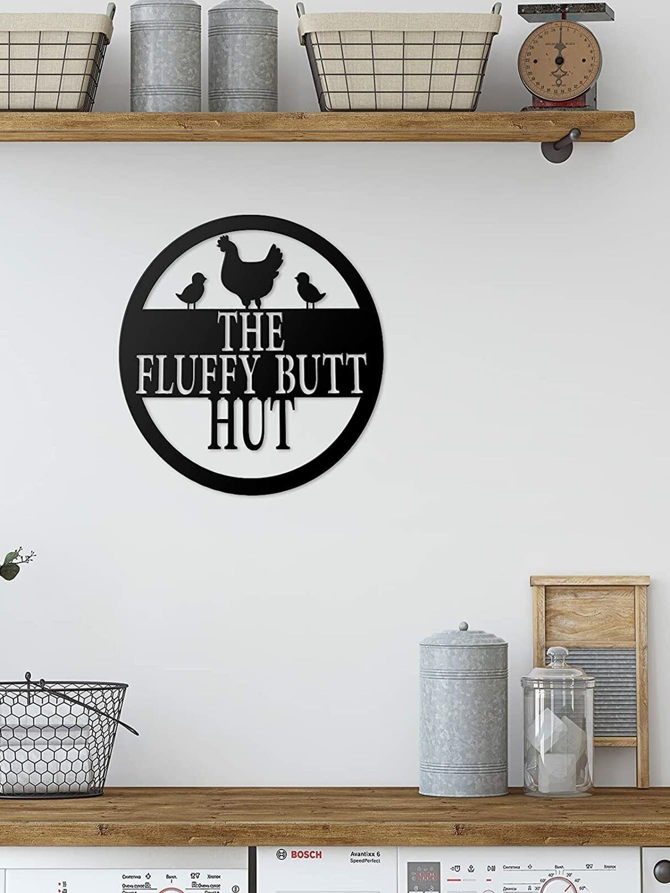 1pc Letter Shaped Chick Decor Black Hanging Decoration, Iron Home Ornament For Home Decor