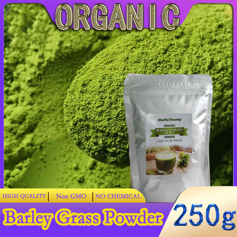 HelloYoung Organic Barley Grass Powder original 250g barley grass official store organic barley grass powder Good Source of Fiber, Protein. Great for Juices, Smoothies, Shakes Main image
