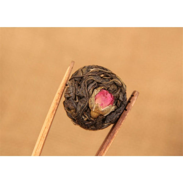 HelloYoungTea Handmade Raw Pu-erh Tea with Rose 500g Ancient Tree Mini Tuocha