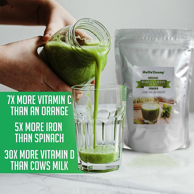 HelloYoung barley grass powder original Rich in Fibers, Vitamins, Minerals, Raw Organic Perfect Food Green Superfood Secondary image