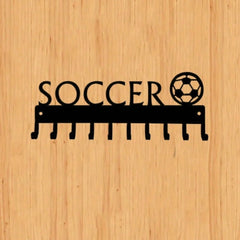 1pc Soccer Ball With Medal Shaped Metal Wall Hook, Black Wall Mounted Coat Hook, Keychain, Towel Rack Wall Art Home Decor