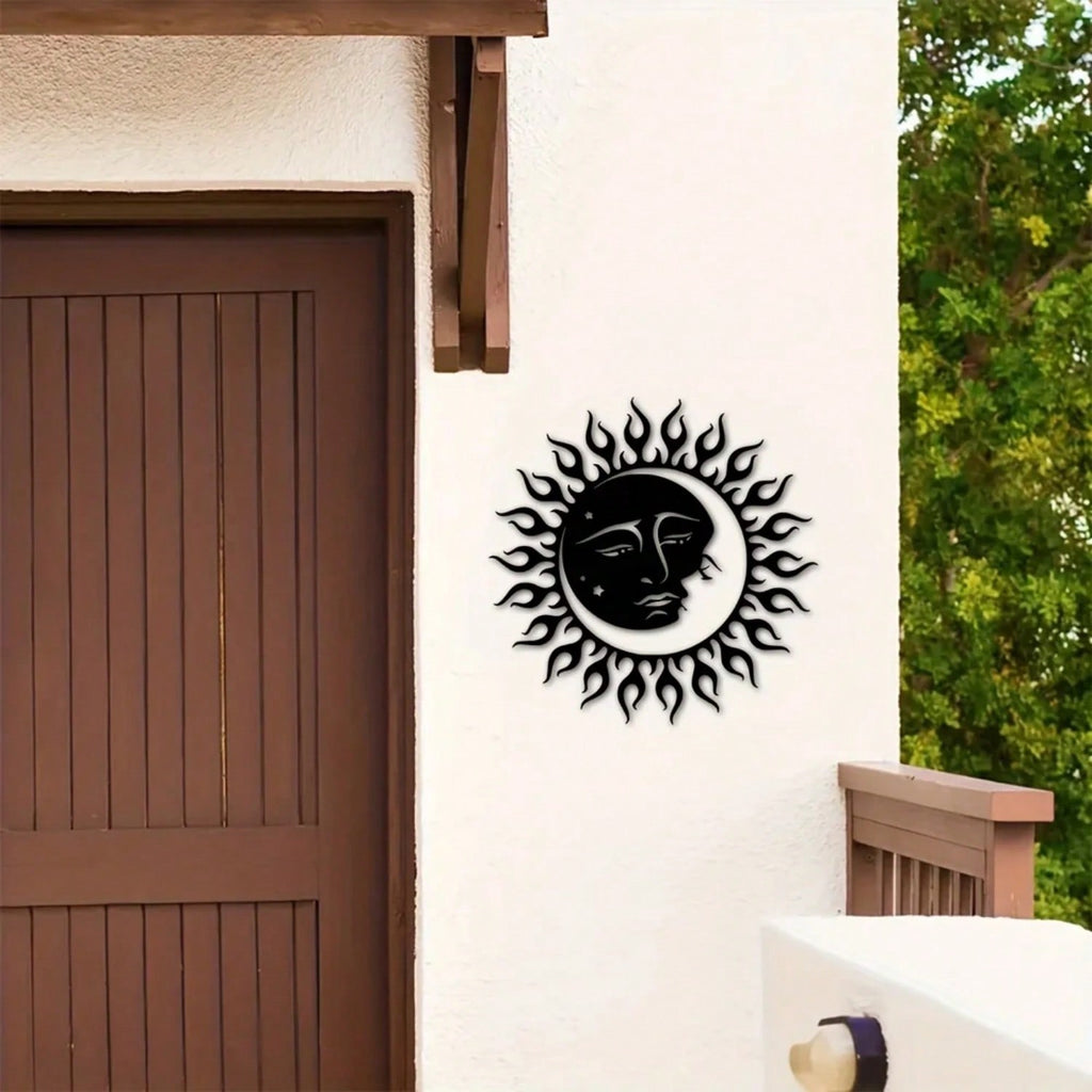 1 piece, sun metal art wall decoration wall hanging, hanging black round sun sign decoration, living room bedroom office wall decoration, housewarming and birthday gifts, wrought iron crafts