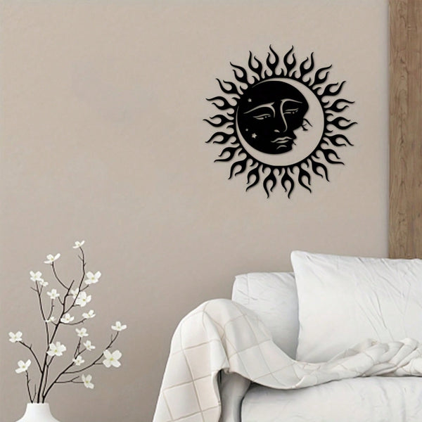 1 piece, sun metal art wall decoration wall hanging, hanging black round sun sign decoration, living room bedroom office wall decoration, housewarming and birthday gifts, wrought iron crafts
