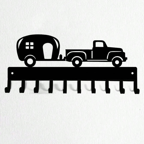 1 piece camper metal key rack hook, retro cartoon black car door hook, bathroom towel rack, home wall art decoration