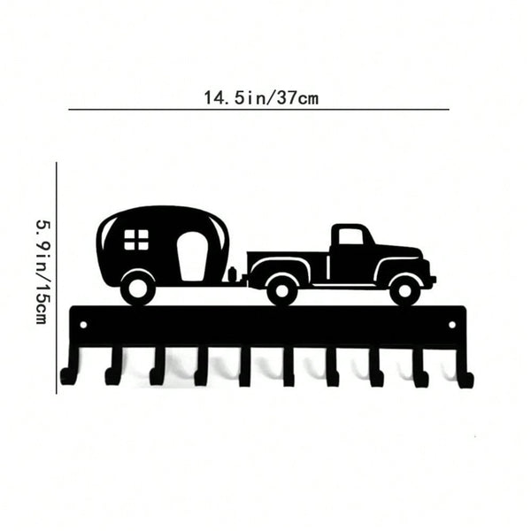 1 piece camper metal key rack hook, retro cartoon black car door hook, bathroom towel rack, home wall art decoration