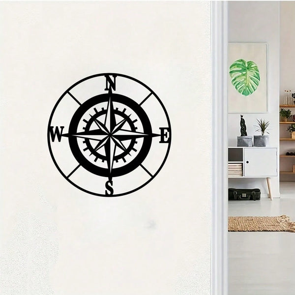 1 piece, Nautical Compass Wall Decoration, Black Metal Compass Outdoor Wall Art Nautical Decoration, suitable for kitchen, bathroom, living room home decoration
