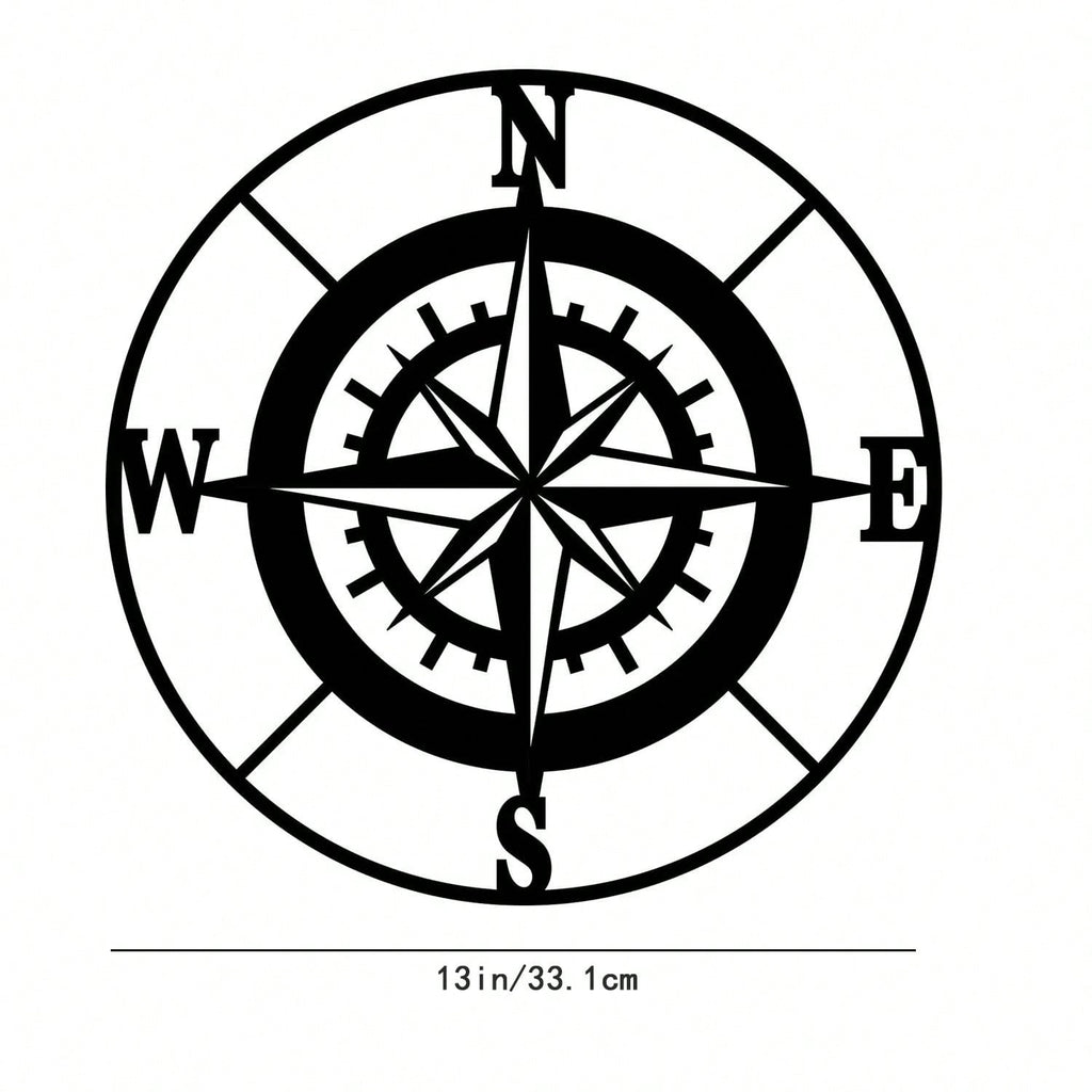1 piece, Nautical Compass Wall Decoration, Black Metal Compass Outdoor Wall Art Nautical Decoration, suitable for kitchen, bathroom, living room home decoration