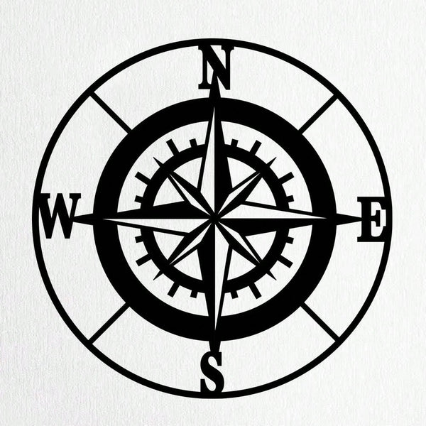 1 piece, Nautical Compass Wall Decoration, Black Metal Compass Outdoor Wall Art Nautical Decoration, suitable for kitchen, bathroom, living room home decoration