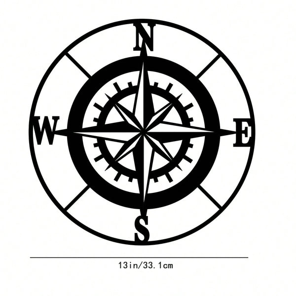1 piece, Nautical Compass Wall Decoration, Black Metal Compass Outdoor Wall Art Nautical Decoration, suitable for kitchen, bathroom, living room home decoration