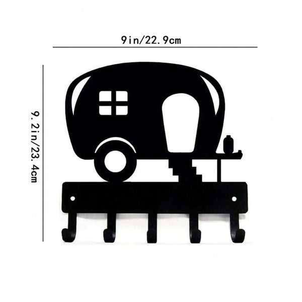 1 piece camper metal key rack hook, retro cartoon black car door hook, bathroom towel rack, home wall art decoration