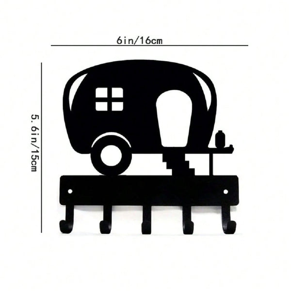 1 piece camper metal key rack hook, retro cartoon black car door hook, bathroom towel rack, home wall art decoration