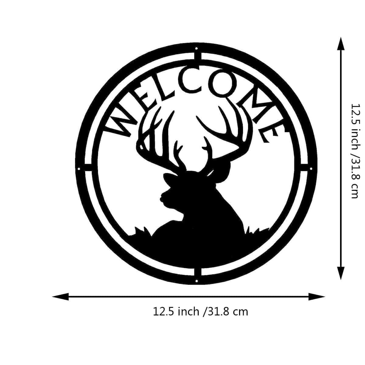 1 piece, 12.5-inch deer buck head welcome sign with installation screws, new black round elk head wall hanging, suitable for home interior and exterior decoration, room door and wall decoration, housewarming gifts Secondary image