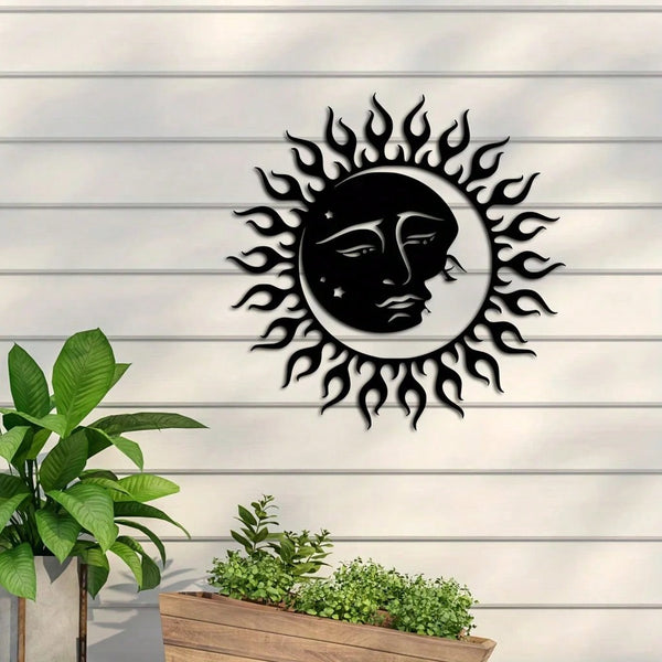 1 piece, sun metal art wall decoration wall hanging, hanging black round sun sign decoration, living room bedroom office wall decoration, housewarming and birthday gifts, wrought iron crafts