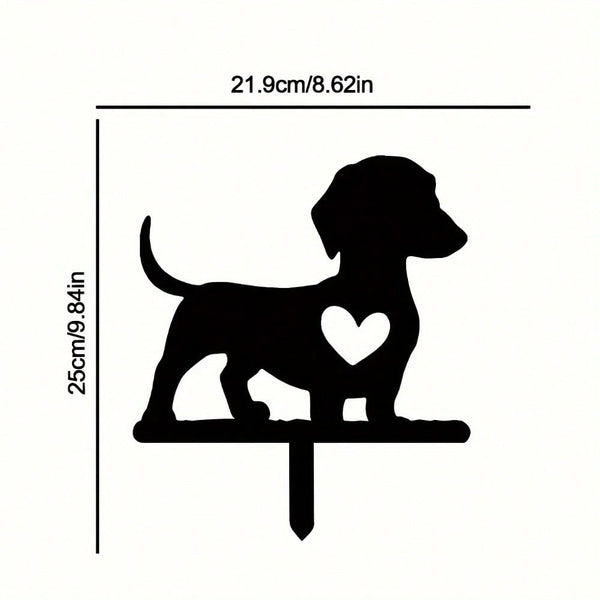 1-piece smart dog garden iron silhouette metal courtyard signboard, courtyard art garden outdoor decoration creative pet commemorative sticker, suitable for gardens, yards, garden decorations, holiday essentials, birthday decorations