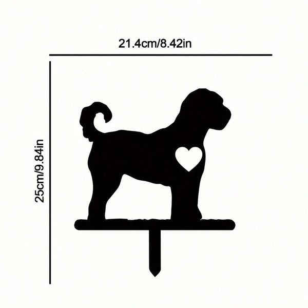 1-piece smart dog garden iron silhouette metal courtyard signboard, courtyard art garden outdoor decoration creative pet commemorative sticker, suitable for gardens, yards, garden decorations, holiday essentials, birthday decorations