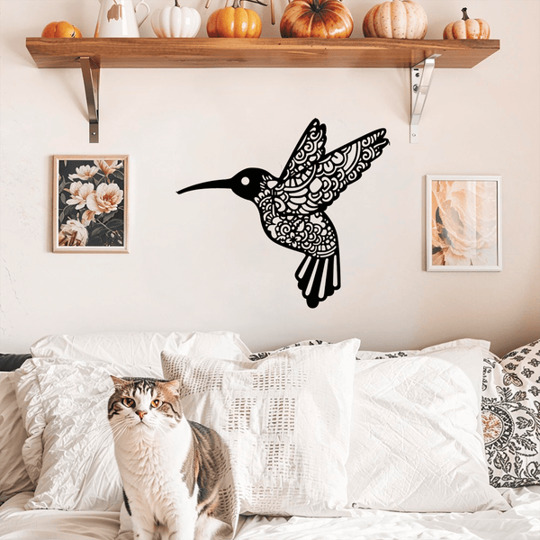 1pc Creative Iron-Made Hummingbird Sculpture, Suitable For Indoor And Outdoor Decoration, Perfect For Bedroom, Hallway And Wall Decoration