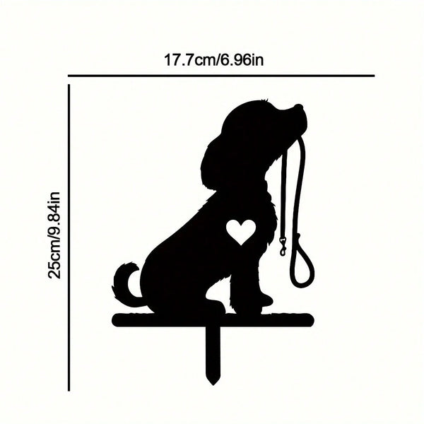 1-piece smart dog garden iron silhouette metal courtyard signboard, courtyard art garden outdoor decoration creative pet commemorative sticker, suitable for gardens, yards, garden decorations, holiday essentials, birthday decorations