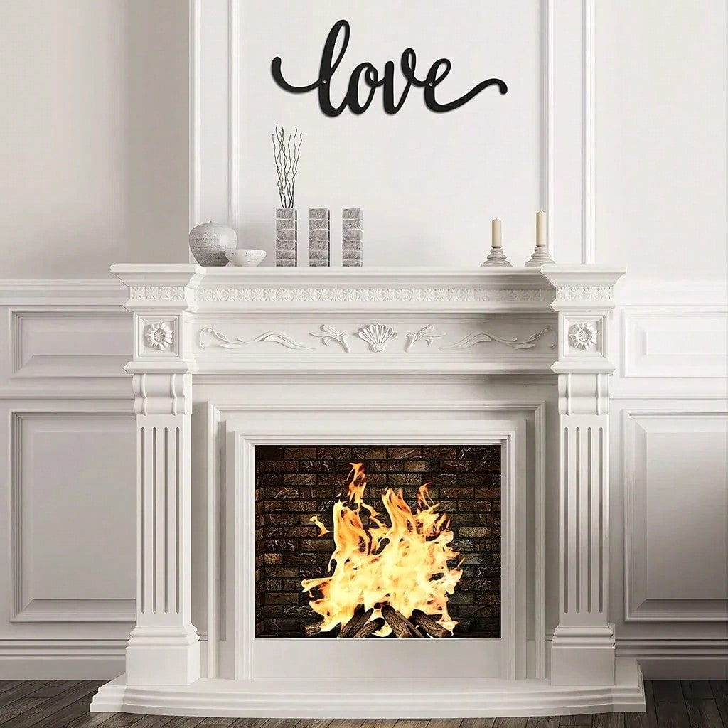 1 Piece, Metal "LOVE" Sign Wall Decoration, Rustic Black Wall Art Hanging Hollow Out Decor, Home Wall Metal Hanging