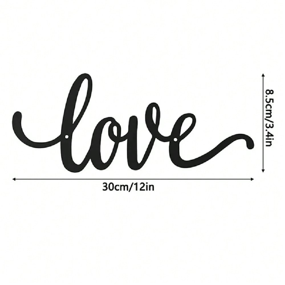1 Piece, Metal "LOVE" Sign Wall Decoration, Rustic Black Wall Art Hanging Hollow Out Decor, Home Wall Metal Hanging